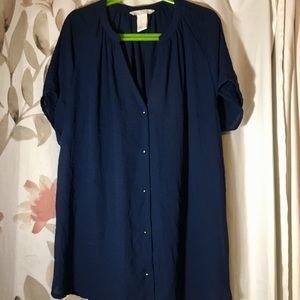 Blue Blouse with Silver Buttons